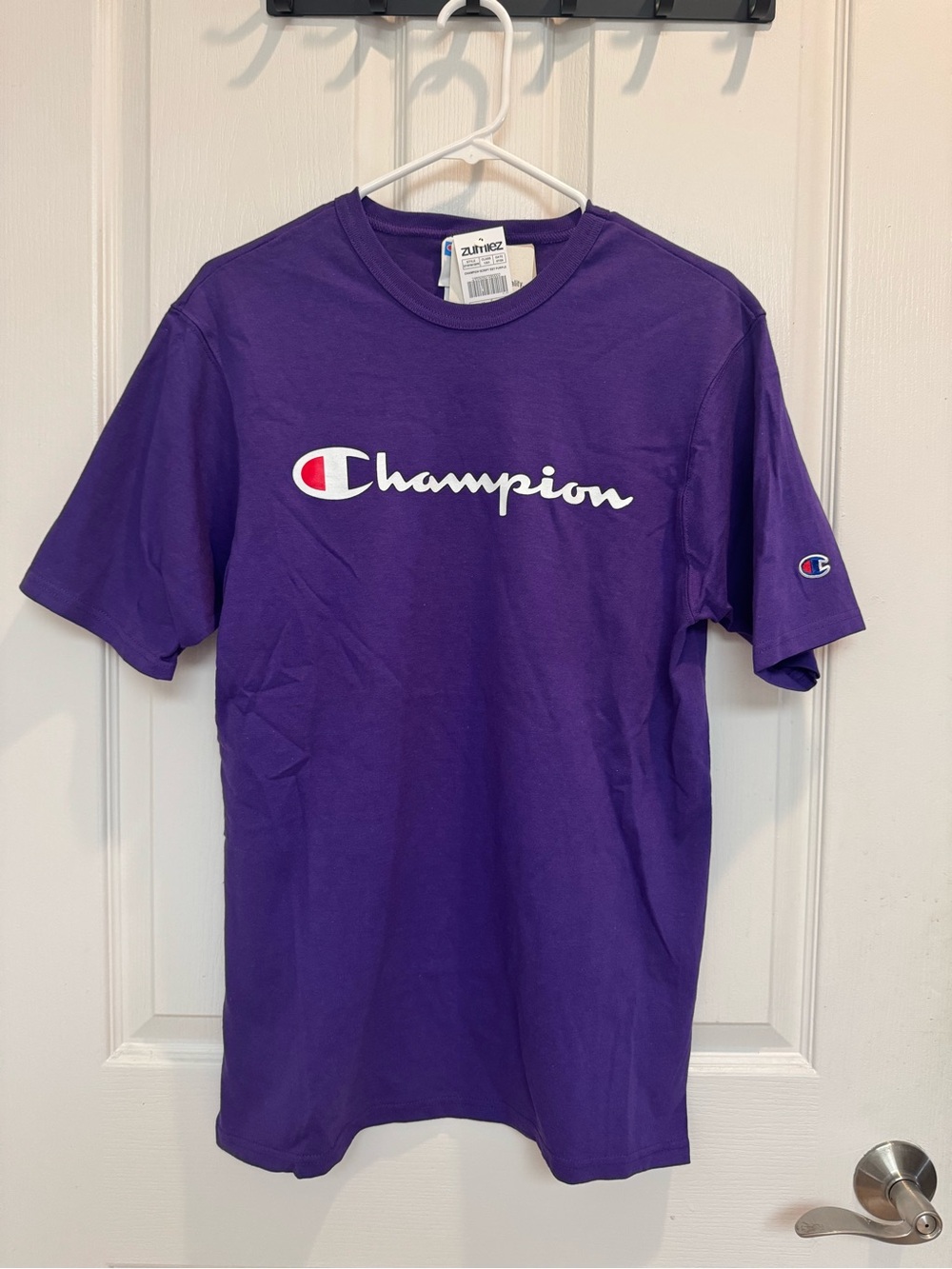 Champion Heritage Script Logo T-Shirt Purple Men’s Size M Short Sleeve NWT